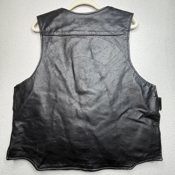 Pro-Rider Vest Mens Medium Black Leather Biker Zip RPM Riders Flag Patches USA - Picture 2 of 7